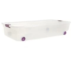 60-Quart Clear Underbed Wheeled Latch Storage Tote 