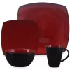 Red Soho Square 16-Piece Dinnerware Set