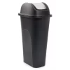 Black Slim 11-Gallon Wastebasket With Silver Flap Lid