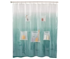 Clear PEVA Shower Curtain Liner With Mesh Pockets
