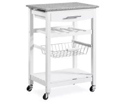 Smith Granite Top Kitchen Cart With Storage Basket