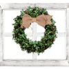 Whitewash Window Frame With Wreath Decor