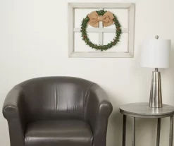 Whitewash Window Frame With Wreath Decor -Home Decor Store 810414778 2