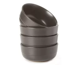 Matte Black Stoneware Bowls, 4-Pack