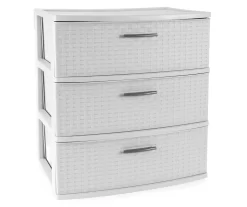Gray 3-Drawer Wide Weave Tower
