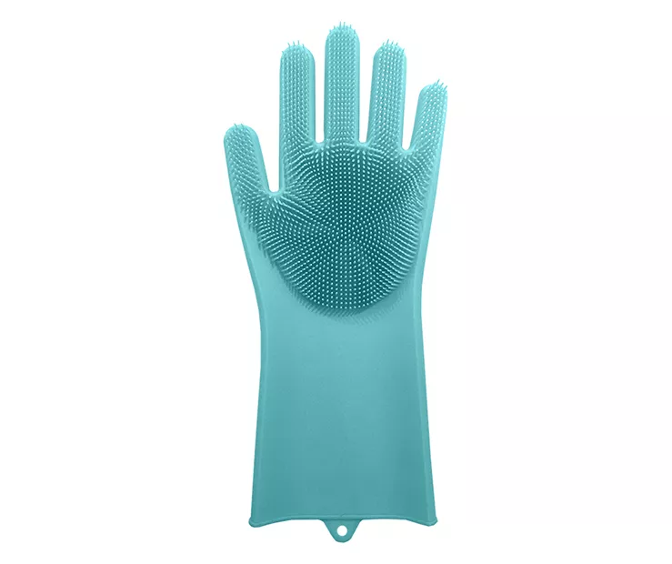 Blue Silicone Scrubber Gloves, 2-Pack 1 Blue Silicone Scrubber Gloves, 2-Pack