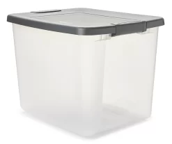 Gray 50-Quart Storage Shelf Tote