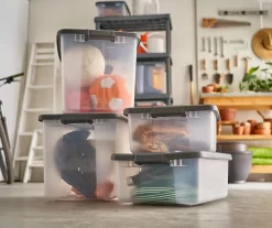 Gray 50-Quart Storage Shelf Tote -Home Decor Store 810463801 810463790