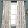 Evelyn Medallion Gray & White Room-Darkening Rod Pocket Curtain Panel Pair, (95")