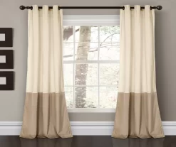 Prima Velvet Color Block Room-Darkening Grommet Curtain Panel Pair, (84")