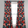Poppy Garden Navy & Red Room-Darkening Back Tab Curtain Panel Pair, (84")