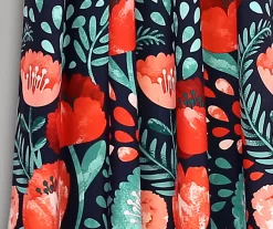 Poppy Garden Navy & Red Room-Darkening Back Tab Curtain Panel Pair, (84") -Home Decor Store 810468161 2