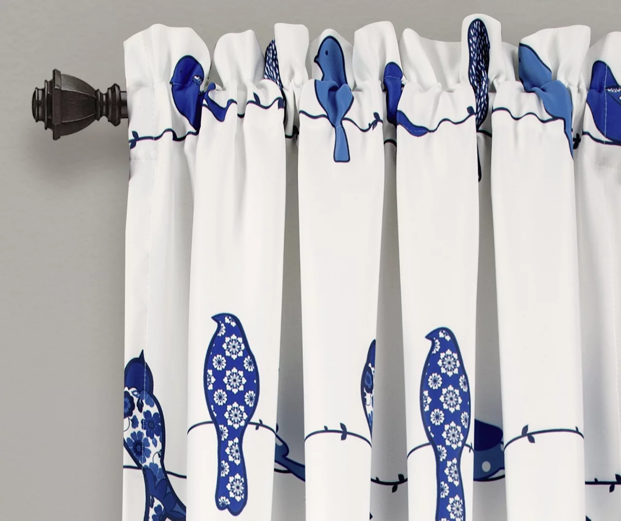 Rowley Birds Navy & White Room-Darkening Rod Pocket Curtain Panel Pair, (84") 2 Rowley Birds Navy & White Room-Darkening Rod Pocket Curtain Panel Pair, (84") - Image 2