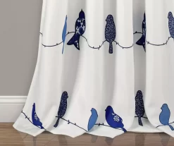 Rowley Birds Navy & White Room-Darkening Rod Pocket Curtain Panel Pair, (84") 9 Rowley Birds Navy & White Room-Darkening Rod Pocket Curtain Panel Pair, (84") -Home Decor Store 810468183 2