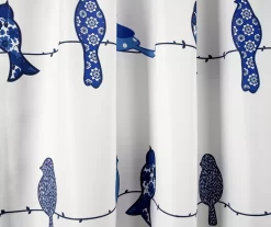 Rowley Birds Navy & White Room-Darkening Rod Pocket Curtain Panel Pair, (84") 10 Rowley Birds Navy & White Room-Darkening Rod Pocket Curtain Panel Pair, (84") -Home Decor Store 810468183 3