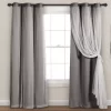 Lush Dark Gray Blackout Grommet Curtain Panel Pair With Sheer Overlay, (95")