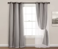 Lush Dark Gray Blackout Grommet Curtain Panel Pair With Sheer Overlay, (95") -Home Decor Store 810468187 3