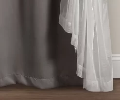 Lush Dark Gray Blackout Grommet Curtain Panel Pair With Sheer Overlay, (95") -Home Decor Store 810468187 5