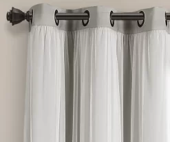 Lush Light Gray Blackout Grommet Curtain Panel Pair With Sheer Overlay, (84") -Home Decor Store 810468193 4