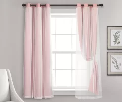 Lush Pink Blackout Grommet Curtain Panel Pair With Sheer Overlay, (63") 10 Lush Pink Blackout Grommet Curtain Panel Pair With Sheer Overlay, (63") -Home Decor Store 810468197 3