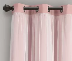 Lush Pink Blackout Grommet Curtain Panel Pair With Sheer Overlay, (63") 11 Lush Pink Blackout Grommet Curtain Panel Pair With Sheer Overlay, (63") -Home Decor Store 810468197 4