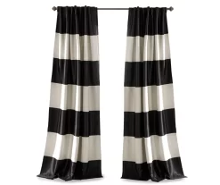 Montego Stripe Black Room-Darkening Rod Pocket Curtain Panel Pair, (84") -Home Decor Store 810468213 6