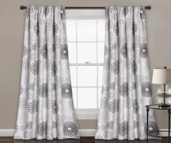 Circles Charcoal & Gray Room-Darkening Rod Pocket Curtain Panel Pair, (84")