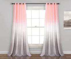 Umbre Fiesta Blush & Gray Ombre Room-Darkening Grommet Curtain Panel Pair, (95")