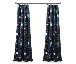 Universe Navy Room-Darkening Rod Pocket Curtain Panel Pair, (84") -Home Decor Store 810468228 6