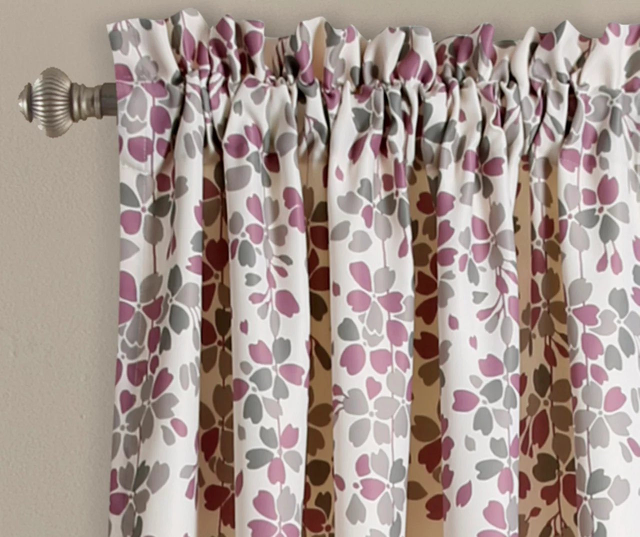 Weeping Flowers Purple & Gray Room-Darkening Rod Pocket Curtain Panel Pair, (84") 2 Weeping Flowers Purple & Gray Room-Darkening Rod Pocket Curtain Panel Pair, (84") - Image 2