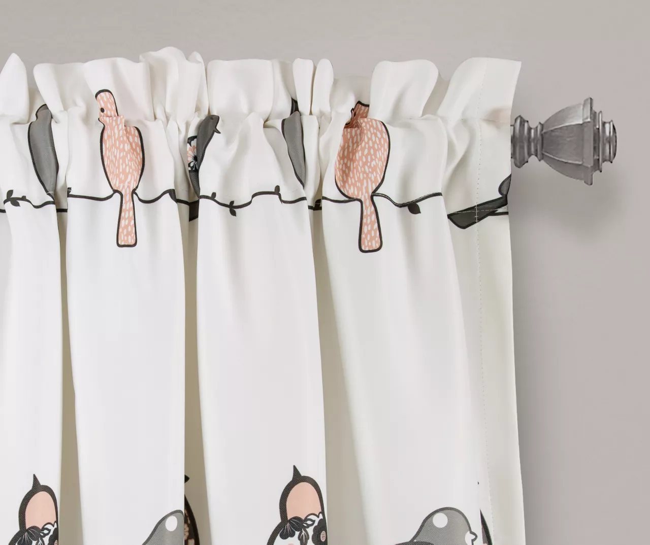 Rowley Birds Blush & Gray Room-Darkening Rod Pocket Curtain Panel Pair, (95") 2 Rowley Birds Blush & Gray Room-Darkening Rod Pocket Curtain Panel Pair, (95") - Image 2