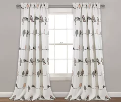 Rowley Birds Blush & Gray Room-Darkening Rod Pocket Curtain Panel Pair, (95")
