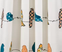 Rowley Birds Blue & Orange Room-Darkening Rod Pocket Curtain Panel Pair, (95") -Home Decor Store 810468263 3