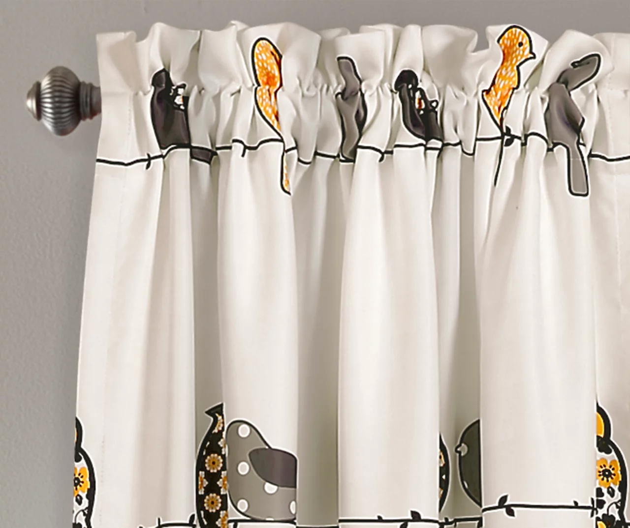 Rowley Birds Yellow & Gray Room-Darkening Rod Pocket Curtain Panel Pair, (84") 2 Rowley Birds Yellow & Gray Room-Darkening Rod Pocket Curtain Panel Pair, (84") - Image 2