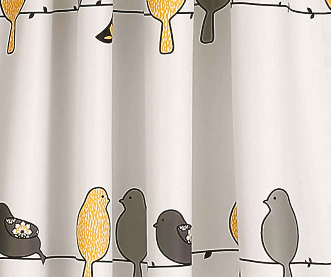 Rowley Birds Yellow & Gray Room-Darkening Rod Pocket Curtain Panel Pair, (84") 3 Rowley Birds Yellow & Gray Room-Darkening Rod Pocket Curtain Panel Pair, (84") - Image 3
