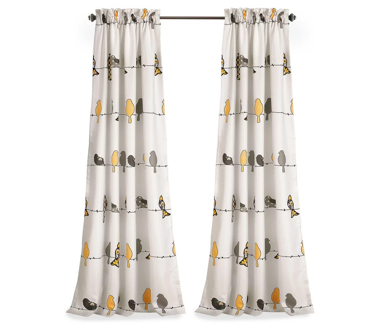 Rowley Birds Yellow & Gray Room-Darkening Rod Pocket Curtain Panel Pair, (84") 7 Rowley Birds Yellow & Gray Room-Darkening Rod Pocket Curtain Panel Pair, (84") - Image 7
