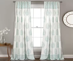 Teardrop Leaf Room-Darkening Back Tab Curtain Panel Pair