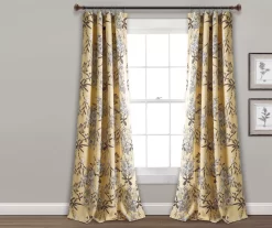 Botanical Garden Yellow Room-Darkening Rod Pocket Curtain Panel Pair, (95")