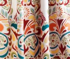 Clara Turquoise & Tangerine Paisley Room-Darkening Rod Pocket Curtain Panel Pair, (95") -Home Decor Store 810468308 3