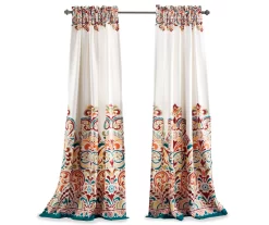 Clara Turquoise & Tangerine Paisley Room-Darkening Rod Pocket Curtain Panel Pair, (95") -Home Decor Store 810468308 7