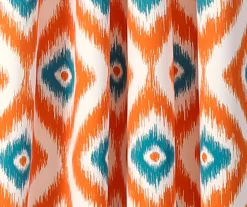 Diamond Ikat Turquoise & Orange Room-Darkening Grommet Curtain Panel Pair, (84") -Home Decor Store 810468326 2