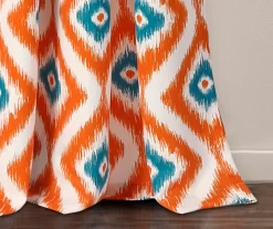 Diamond Ikat Turquoise & Orange Room-Darkening Grommet Curtain Panel Pair, (84") -Home Decor Store 810468326 3