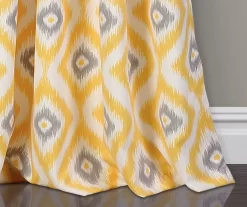 Diamond Ikat Yellow & Gray Room-Darkening Grommet Curtain Panel Pair, (84") -Home Decor Store 810468327 3