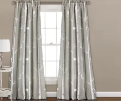 Bird On The Tree Gray Room-Darkening Rod Pocket Curtain Panel Pair, (84")