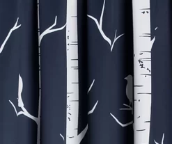 Bird On The Tree Navy Room-Darkening Rod Pocket Curtain Panel Pair, (84") -Home Decor Store 810468354 2