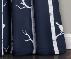 Bird On The Tree Navy Room-Darkening Rod Pocket Curtain Panel Pair, (84") -Home Decor Store 810468354 3