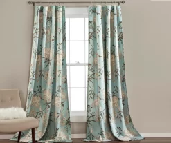 Botanical Garden Blue Room-Darkening Rod Pocket Curtain Panel Pair, (95")