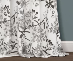 Botanical Garden Gray & White Room-Darkening Rod Pocket Curtain Panel Pair, (95") -Home Decor Store 810468367 2