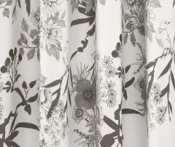 Botanical Garden Gray & White Room-Darkening Rod Pocket Curtain Panel Pair, (95") -Home Decor Store 810468367 3