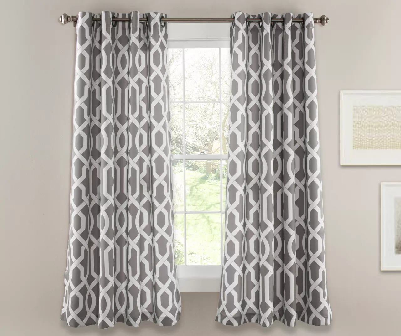 Edward Trellis Room-Darkening Grommet Curtain Panel Pair 1 Edward Trellis Room-Darkening Grommet Curtain Panel Pair